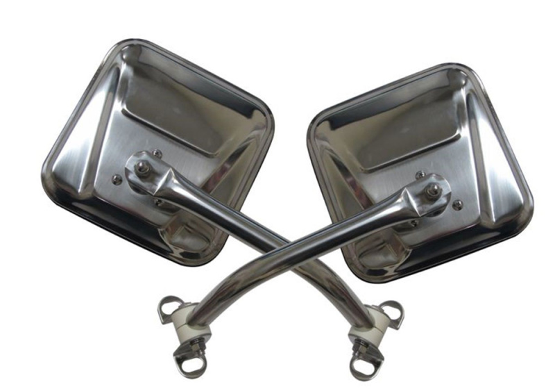 Rampage 7418 Side Mirror Kit; Stainless 2pc For 87-95 Jeep Wrangler