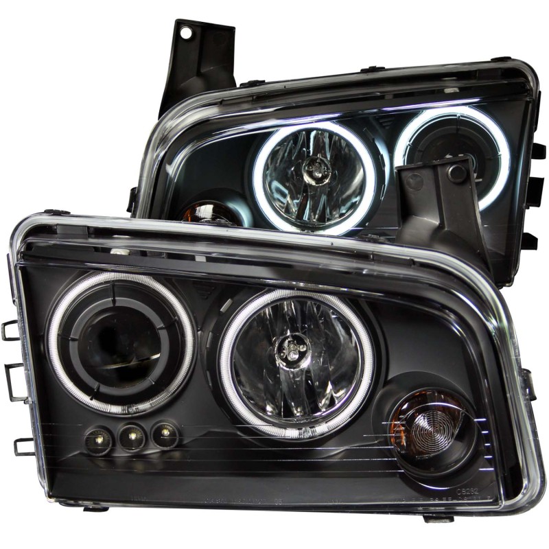 ANZO fits 2006-2010 Dodge Charger Projector Headlights w/ Halo Chrome (CCFL) - 121218