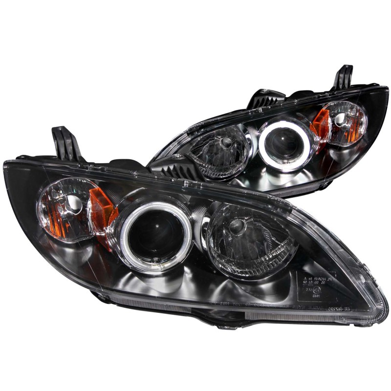 Anzo 121228 Projector Headlight Set w/Halo Clear Lens Black Housing Pair NEW