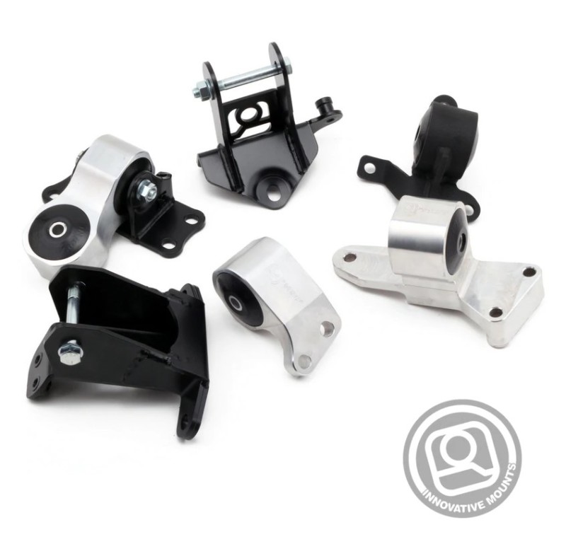 Innovative 06-11 Honda Civic Si K-Series Black Billet Aluminum Mounts 75A Bushings (Not K24 Trans) - B90850-75A-BA