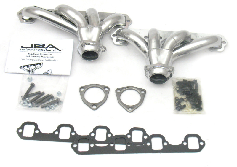 JBA Ford 260-351W SBF 1-5/8in Primary Silver Ctd Tight Tuck Header - 1615SJS