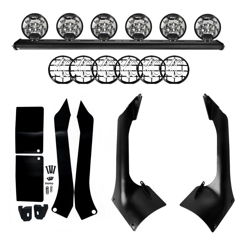 KC HiLiTES 18-21 Jeep JL/JT 50in. Overhead Xross Bar Kit w/(6) SlimLite LED Lights 300W - Black - 97062