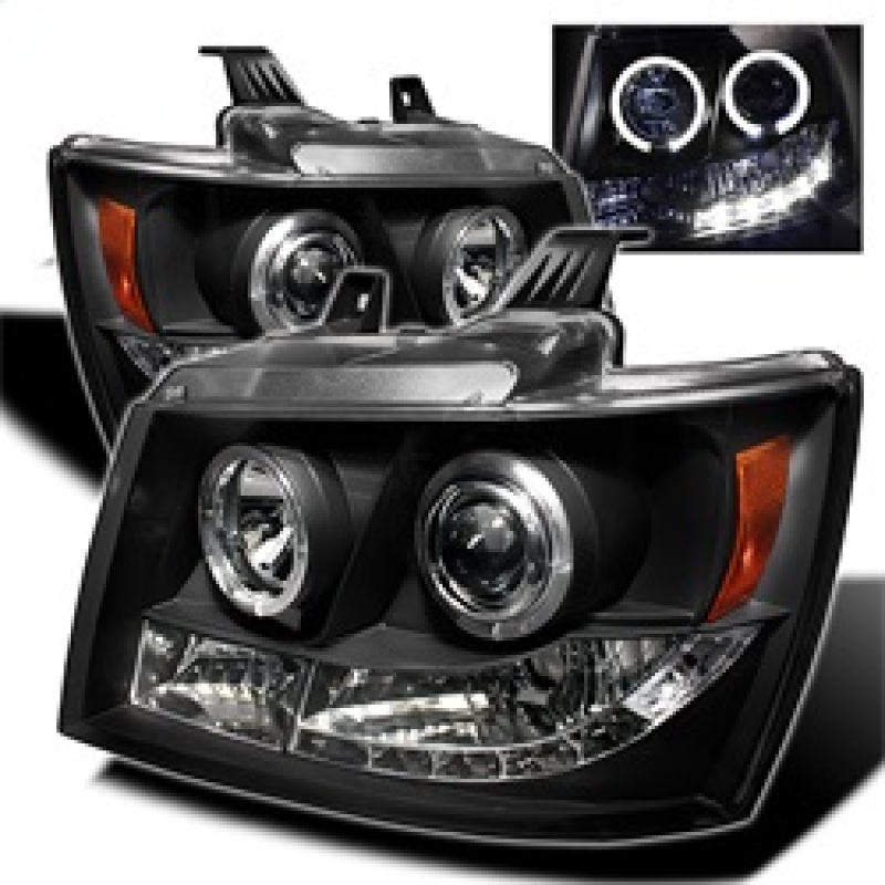 Spyder 5009647 Halo Projector Headlights Black For 2007-2014 Chevy Tahoe 2pc
