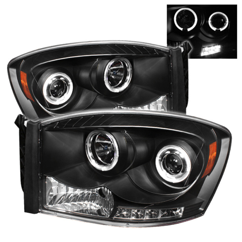 Spyder 5010001 Halo LED Projector Headlight Black For 06-09 Ram 3500 2pc