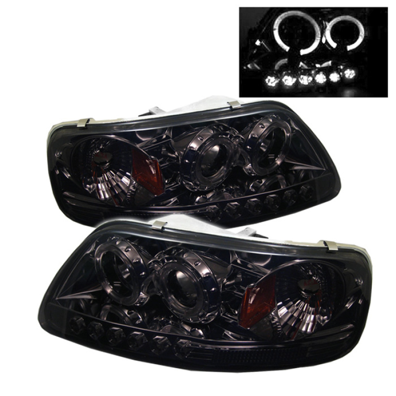 Spyder 5010285 Halo LED Projector Headlights Black For 97-03 Ford F-150 2pc