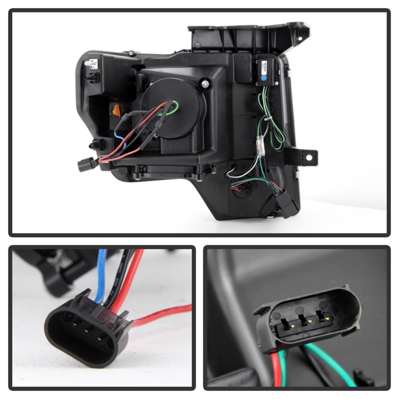 Spyder 5077592 Projector Headlights, Light Bar DRL, Halogen Model,Black