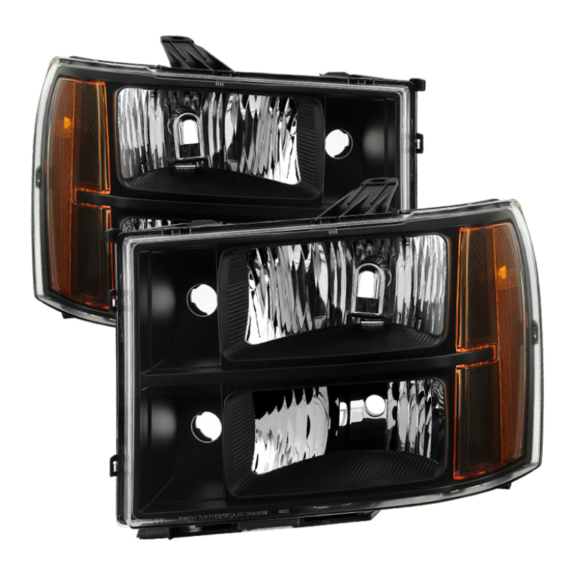 Spyder 9034749 Crystal Headlights; Black For 07-13 GMC Sierra 3500 HD