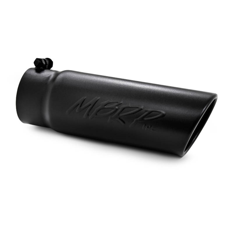 MBRP T5112BLK Exhaust Tip 4" OD Angled Rolled End 3.5" inlet 10" length