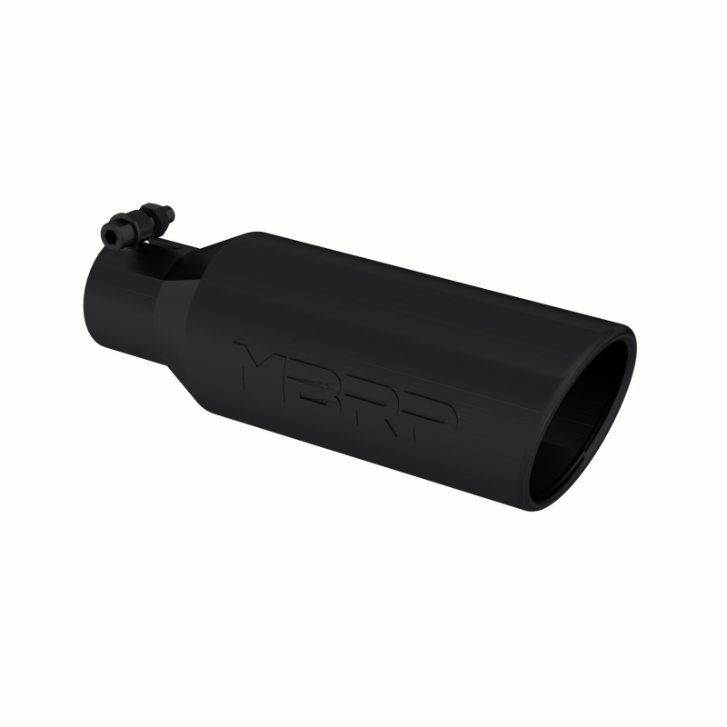 MBRP T5150BLK Exhaust Tip 4" OD Angled Rolled End 2.5" inlet 12" length