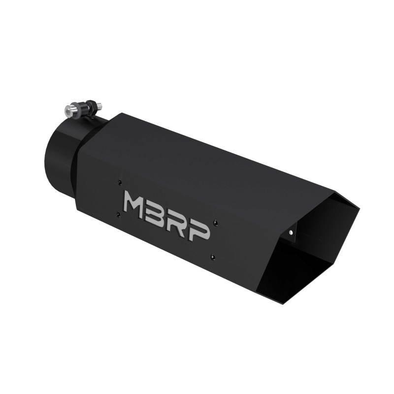 MBRP T5164BLK 4"Inlet X 5"Outlet Black Hexagon Exhaust Tip w/Stainless LogoPlate