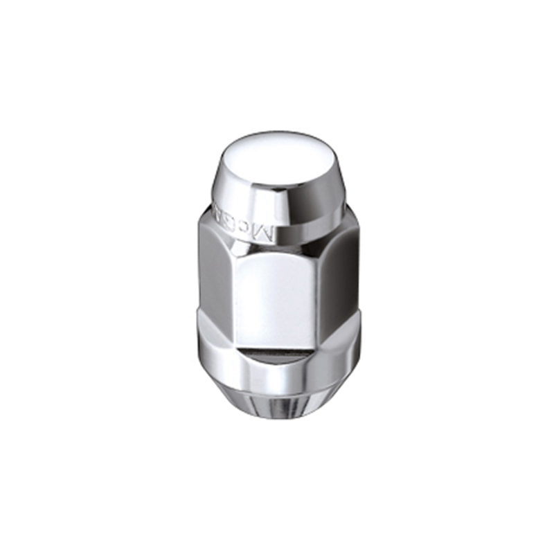 McGard Hex Lug Nut (Cone Seat Bulge Style) M12X1.5 / 3/4 Hex / 1.45in. Length (Box of 100) - Chrome - 69412