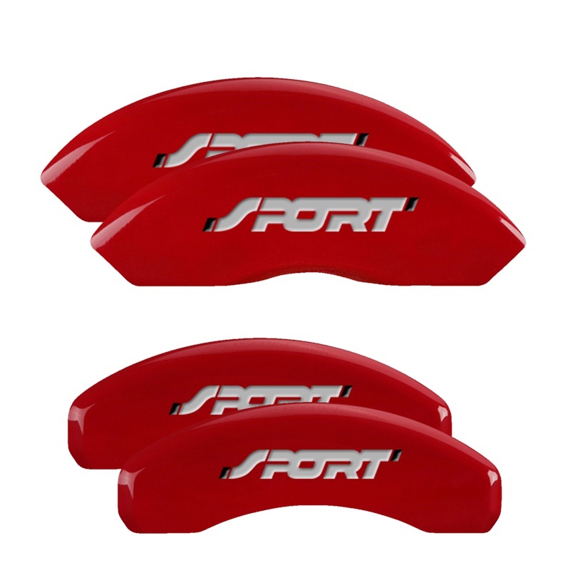 MGP 4 Caliper Covers Engraved Front & Rear Edge Red finish silver ch - 10119SEDGRD