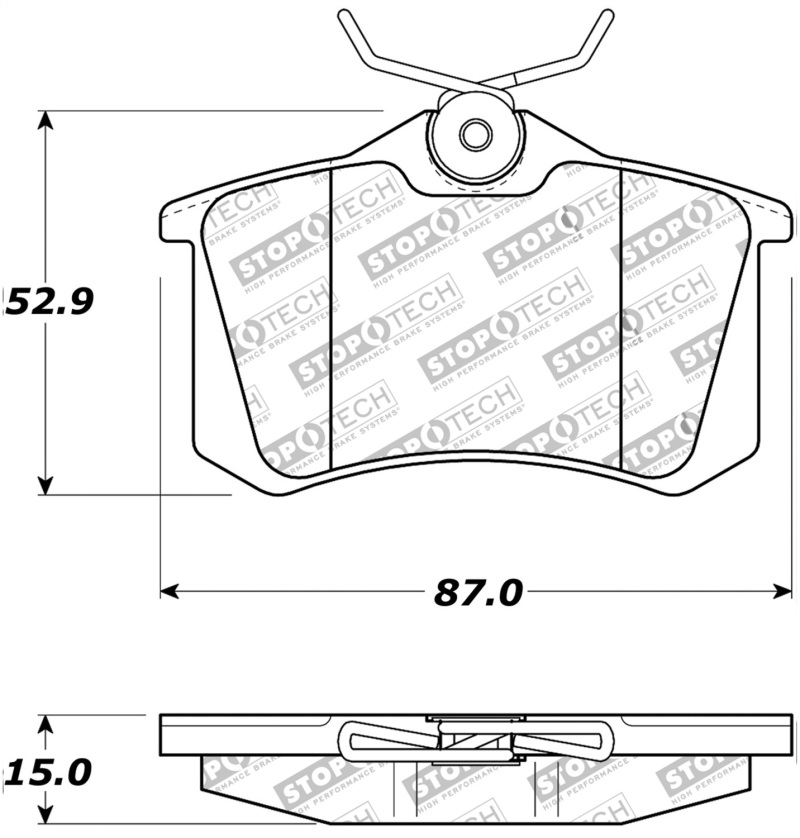 StopTech 309.03400 Rear Disc Brake Pad-Street Performance Fits 2014 VW Jetta