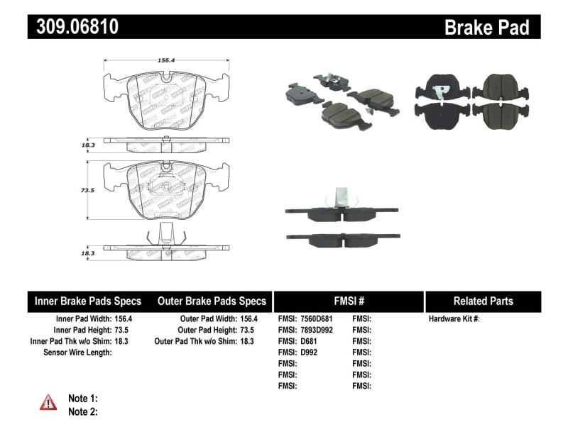 StopTech 309.06810 Front Disc Brake Pad-Sport Brake Pads