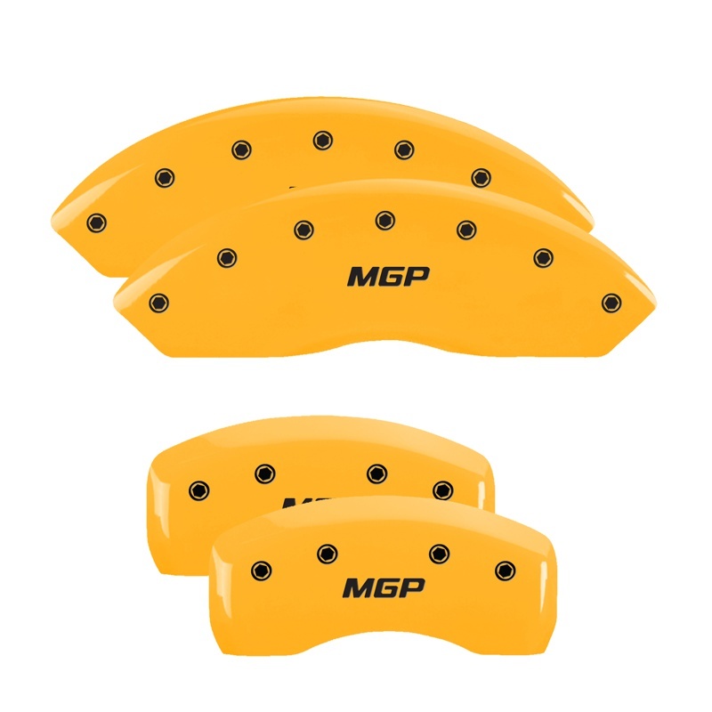 MGP 4 Caliper Covers Engraved Front & Rear MGP Yellow Finish Black Char 2010 Infiniti G37 - 37008SMGPYL