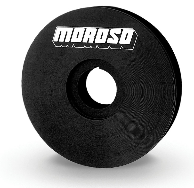 Moroso 23523 Crankshaft Pulley; V-Belt; 1 Groove; 4" Dia; Black Anodize