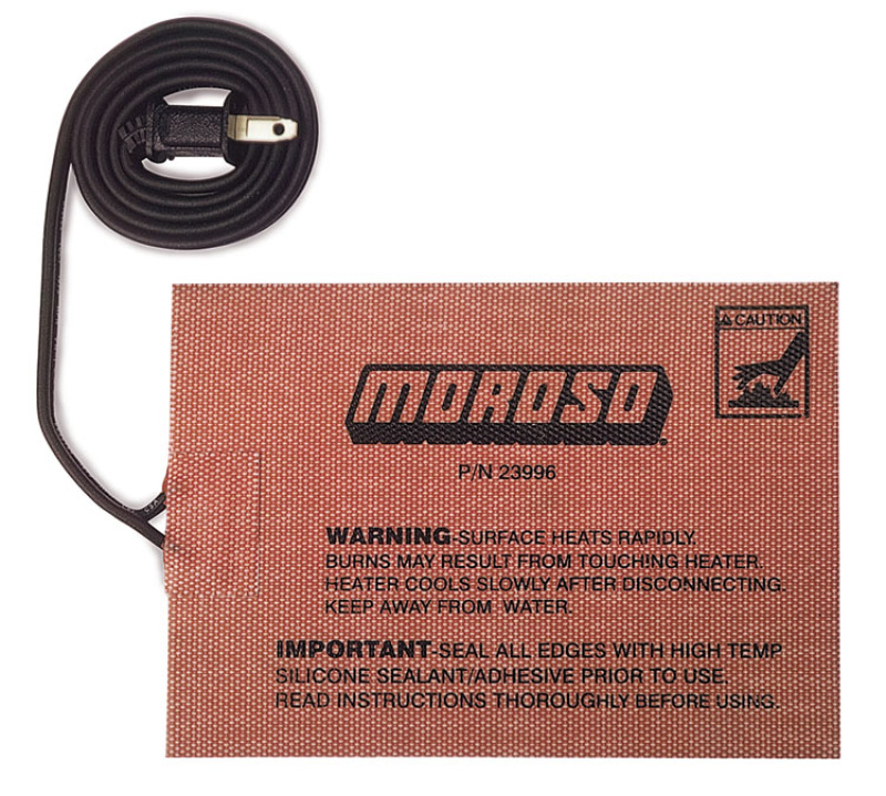 Moroso 23996 Engine Oil Heater; External Pad; 400 watt; 36" Cord; 5 x 7 in