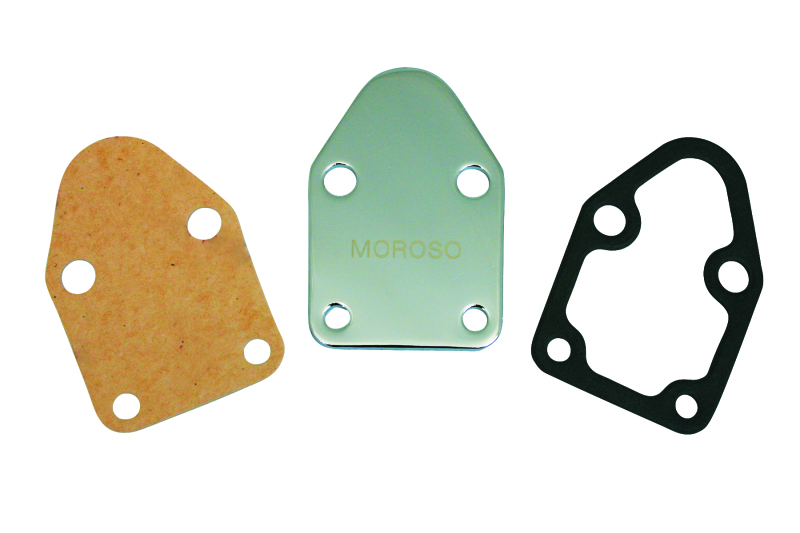 Moroso Chevrolet Small Block Fuel Pump Block-Off Plate - Chrome Plated Steel - 65393