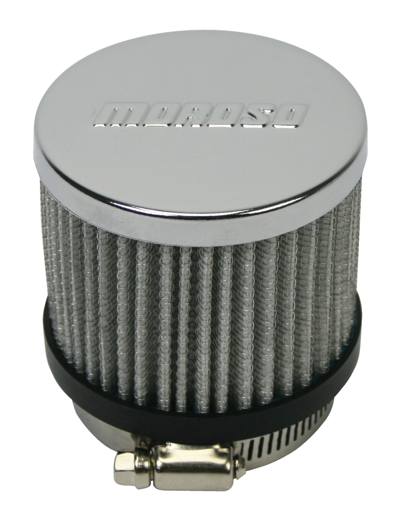 Moroso 68818 Filtered Breather; non-hooded style; clamp-on type