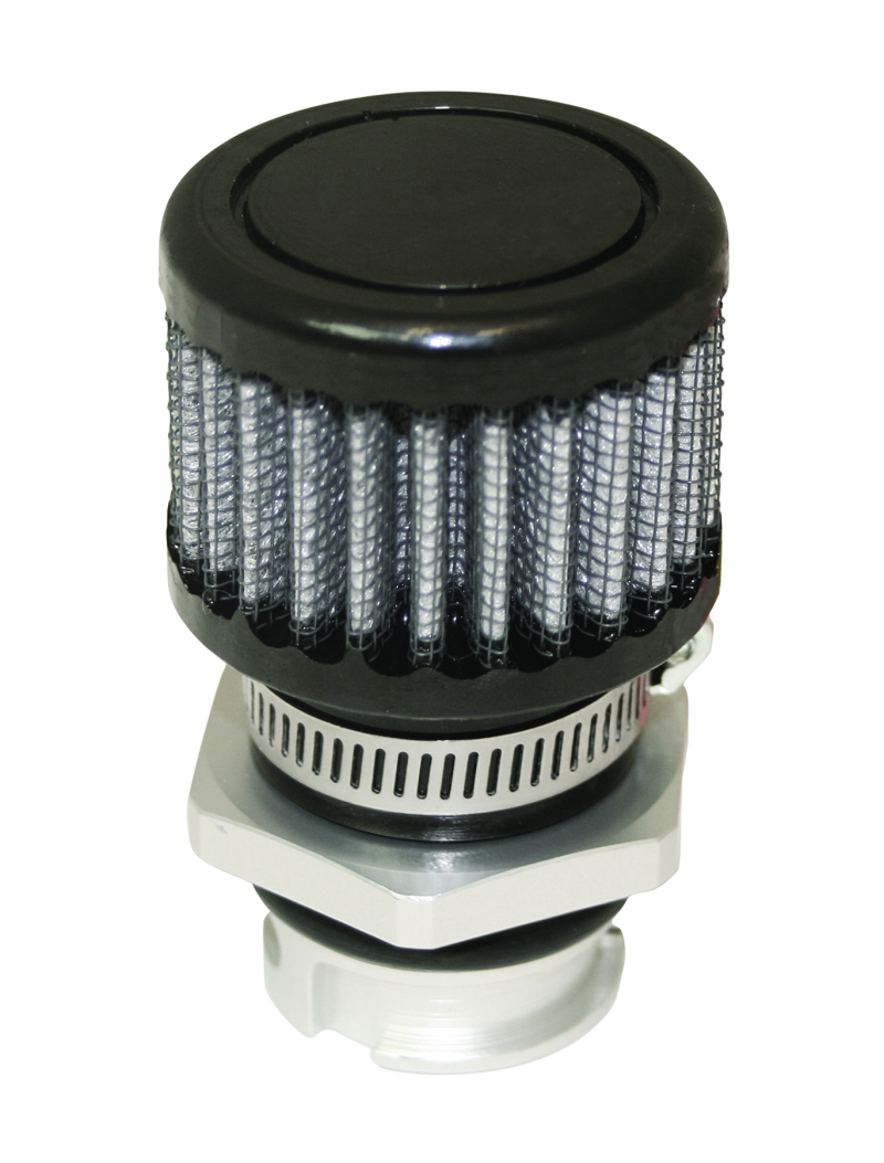 Moroso 68847 Breather; Screw-In; Round For GM LS Double Tab; Clamp-On Filter