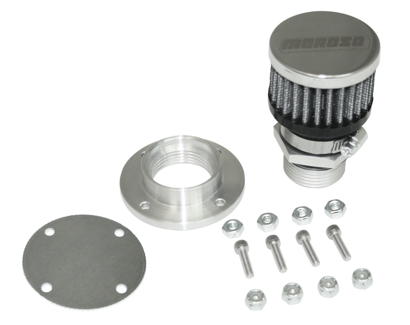 Moroso 68854 Valve Cover, Breather Kit, Non-Weld, Chrome Finish