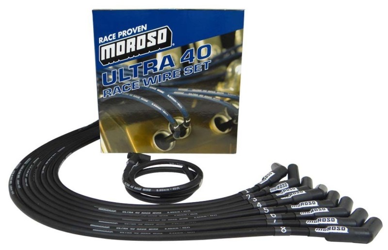 Moroso 73728 Ultra 40 Custom Fit Wire Set, Black Wire, Unsleeved For BBC