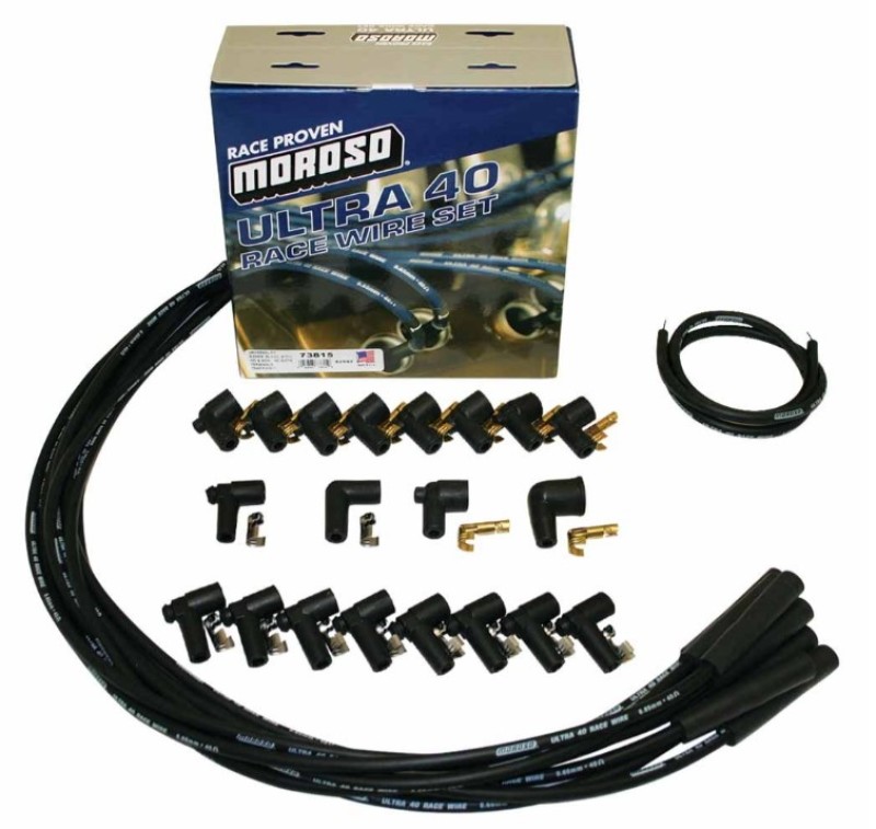 Moroso 73815 Spark Plug Wire Set Ultra 40 Spiral Core 8.65mm Black
