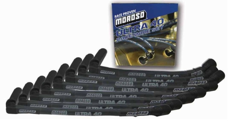 Moroso 73845 Ultra 40 Custom Fit Wire Set; Black Wire; Sleeved For GM LS