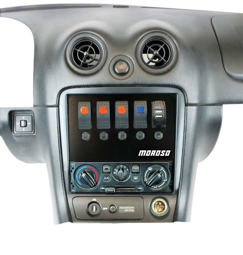 Moroso 99-04 Mazda Miata NB Radio Pocket Block Off Plate With Switches - 74315