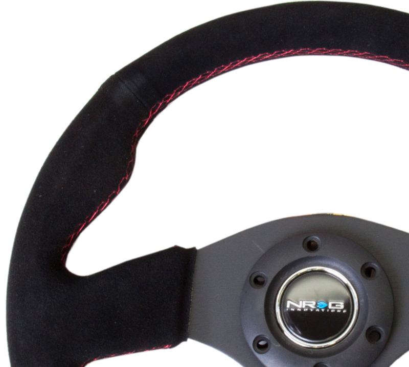 NRG RST-012S-RS Steering Wheel 320mm Sport Suede Steering Wheel Red Stitch NEW