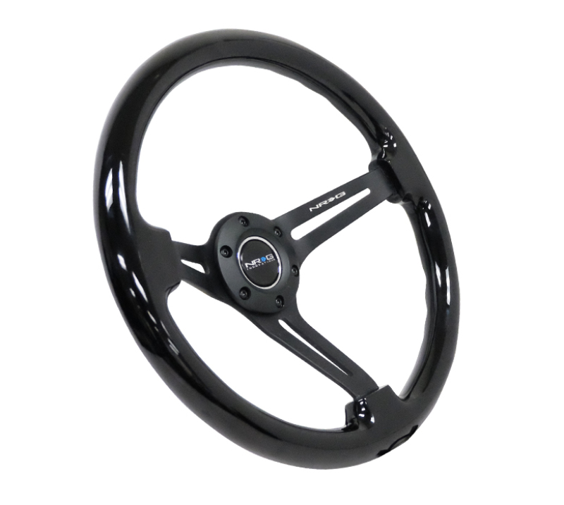 NRG RST-018BK-BK Steering Wheel 350mm 3-Spoke Slotted Center Black Black Wood