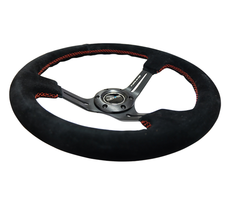 NRG RST-018S-RS Reinforced Sport Steering Wheel 350mm SUEDE 3"Deep Black Leather