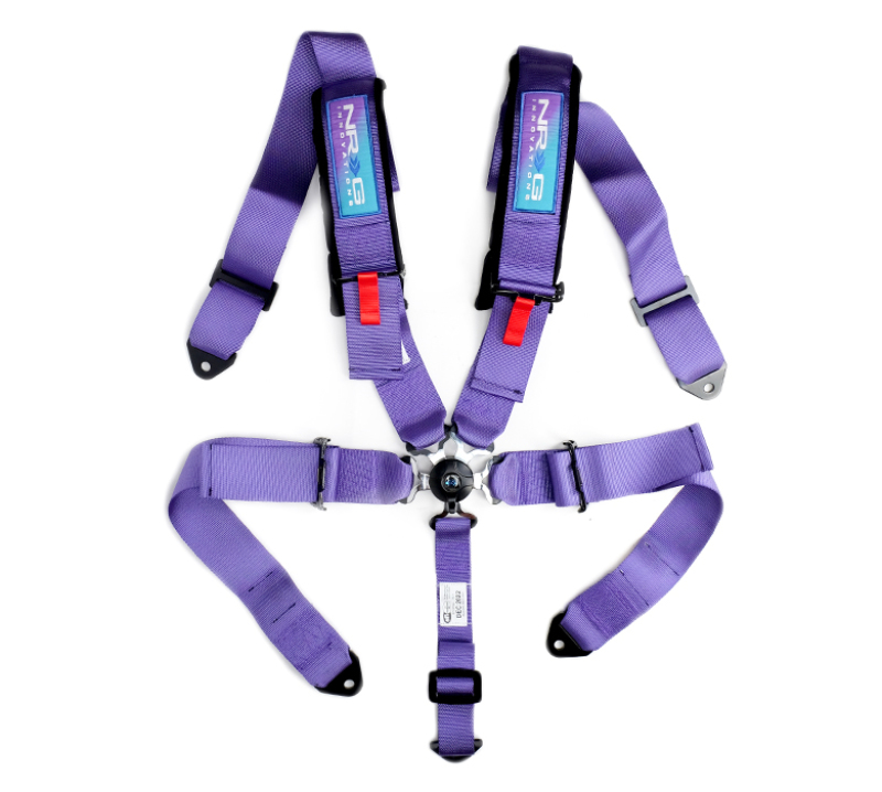 NRG SBH-B6PCPP SFI 16.1 5PT 3 Inch Seat Belt Harness w/Pads Cam Lock Purple