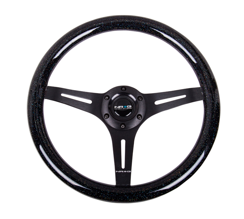 NRG ST-015BK-BSB Classic Wood Grain Steering Wheel 350mm black 3-Spokes Sparkled