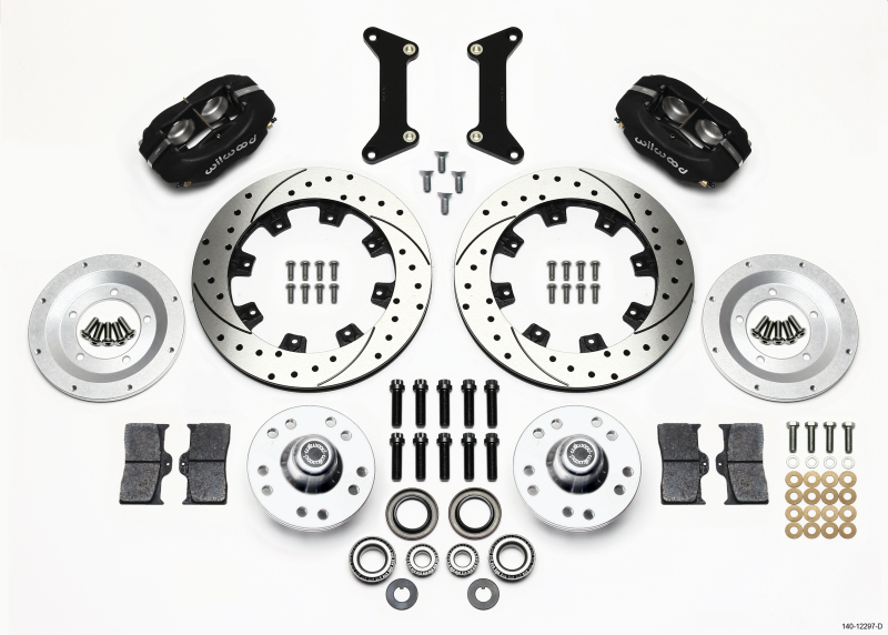 Wilwood 140-12297-D Forged Dynalite Front Big Brake Kit (Hub), Black Caliper NEW