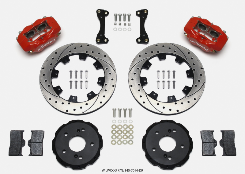 Wilwood 140-7014-DR Forged Dynalite Front Big Brake Kit (Hat) - Red Caliper NEW