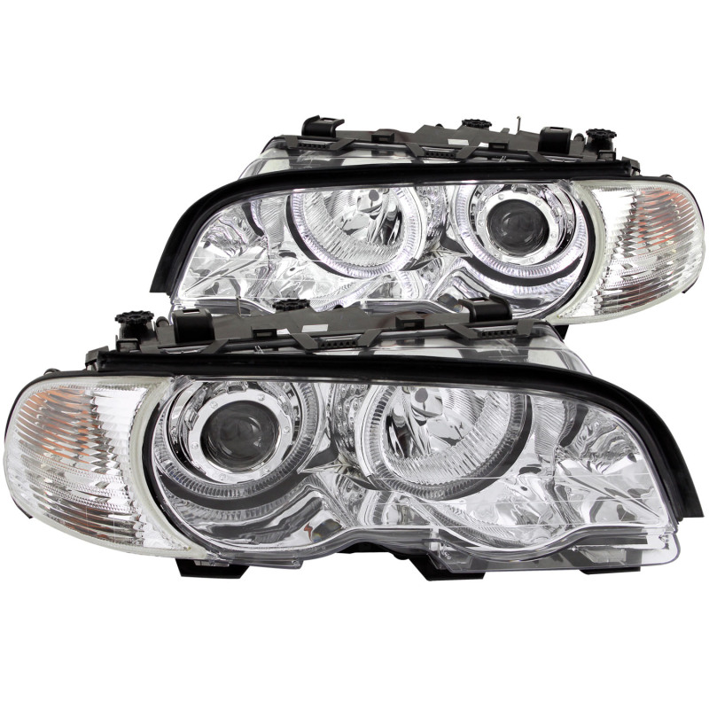 ANZO fits 2000-2003 BMW 3 Series E46 Projector Headlights w/ Halo Chrome - 121268