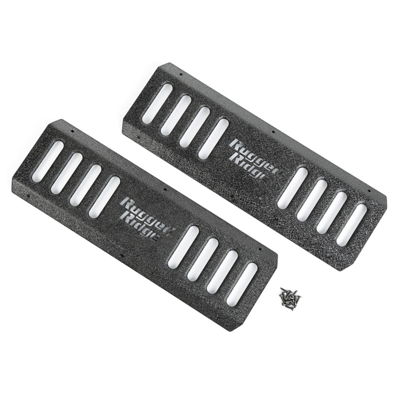 Rugged Ridge 11504.24 RRC Side Armor Step Plate Textured Black Pair NEW