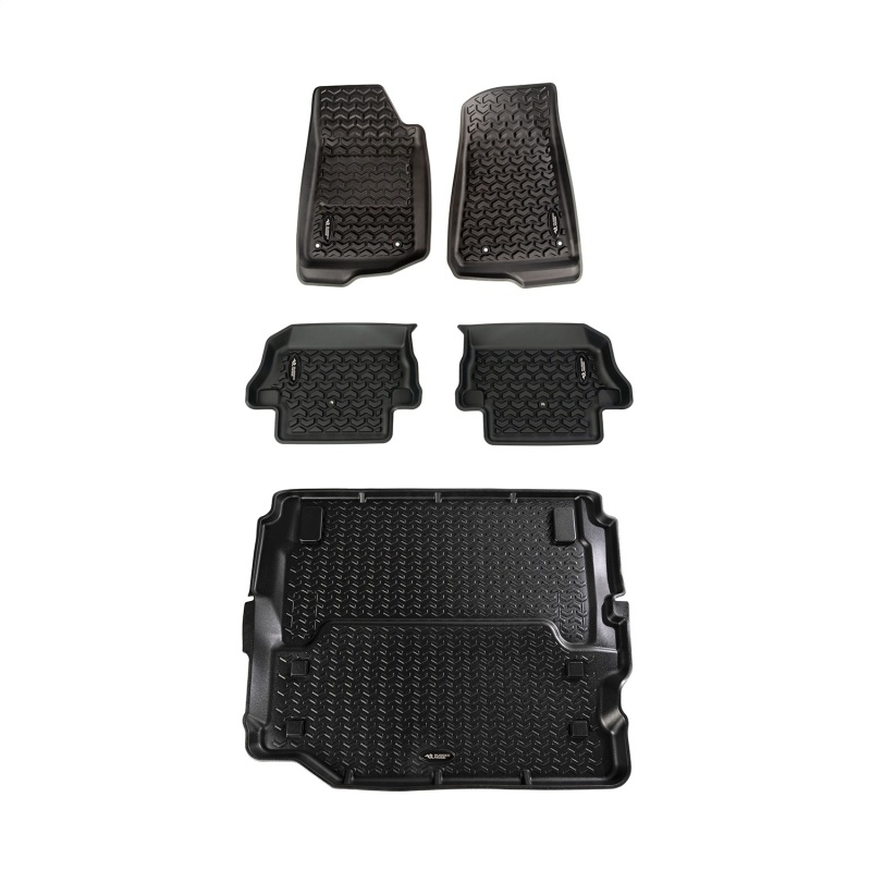 Rugged Ridge 12988.07 All Terrain Floor Liner Front and Rear Black 5 pc NEW