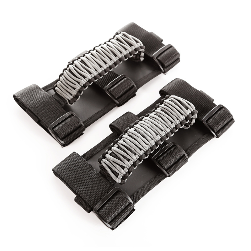 Rugged Ridge 13505.32 Paracord Grab Handles Gray/Blk 2pc For 97-06 Jeep TJ