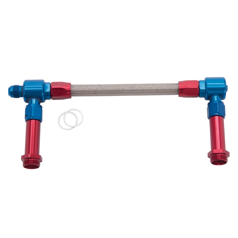 Russell Performance -8 AN to -8 AN ProFlex Holley 4150 Dual Inlet Carb Kit (Red/Blue) - 641150