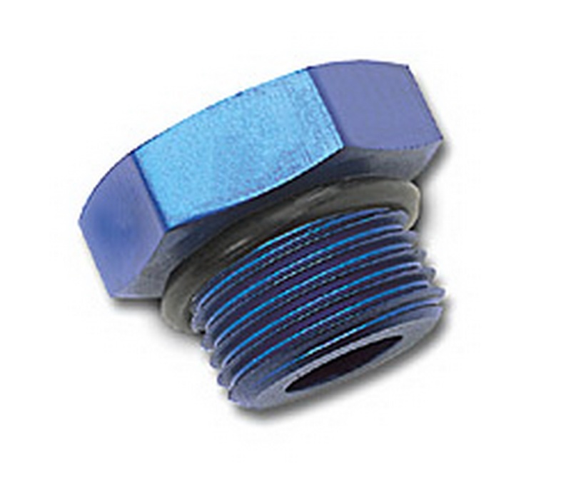 Russell 660270 Adapter Fitting Straight Thread Plug -6AN Blue Anodized Finish