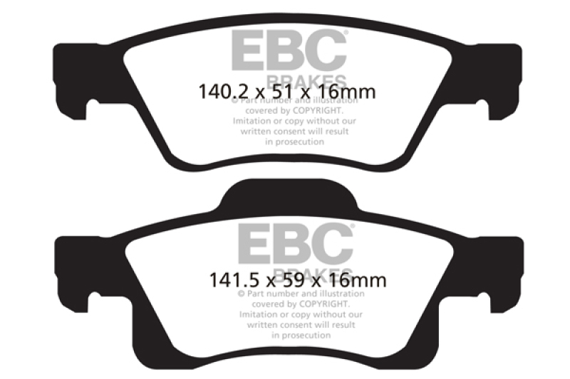 EBC fits 11+ Dodge Durango 3.6 Ultimax2 Rear Brake Pads - UD1498