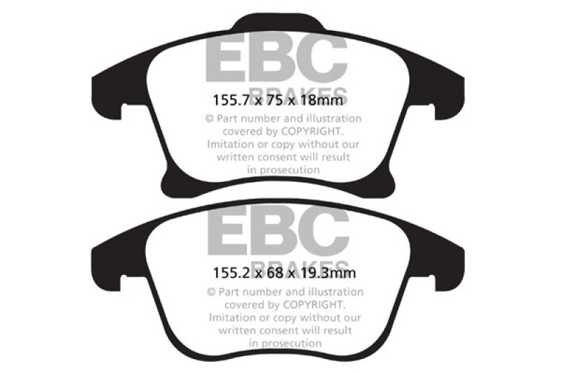 EBC fits 13+ Ford Fusion 1.6 Turbo Ultimax2 Front Brake Pads - UD1653