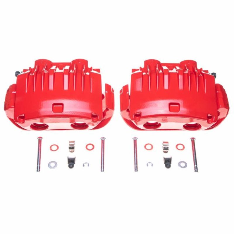 Power Stop 94-98 Ford Mustang Front Red Calipers w/Brackets - Pair - S4654C