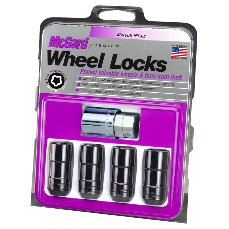 McGard Wheel Lock Nut Set - 4pk. (Cone Seat) M14X1.5 / 21mm & 22mm Dual Hex / 1.965in. L - Black - 24220
