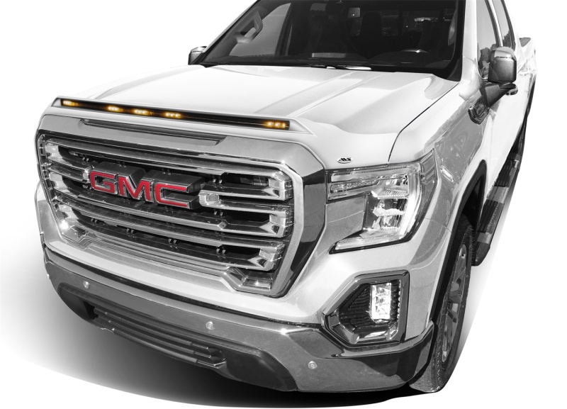 AVS fits  19-22 GMC Sierra Aeroskin Low Profile Hood Shield w/ Lights - White Frost Tricoat - 753167-G1W