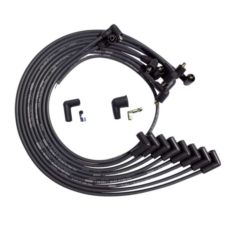 Moroso BBC Under Header 90 Deg Plug Non-HEI Dist Unsleeved Ultra Spark Plug Wire Set - Black - 51044