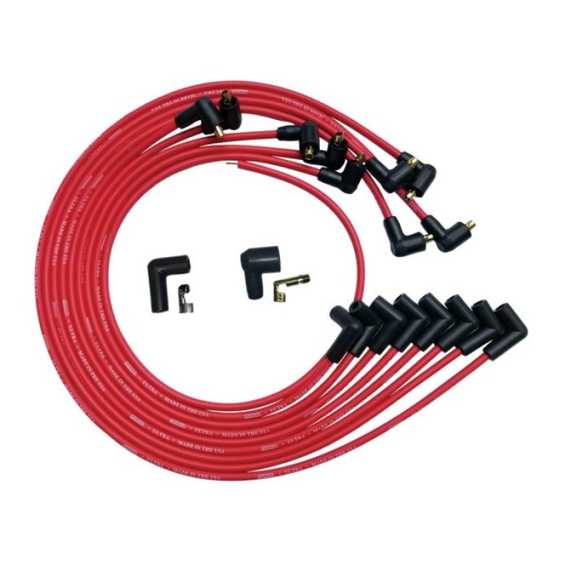 Moroso SBC Under Header 90 Plug Non-HEI Ultra Spark Plug Wire Set - Red - 52029