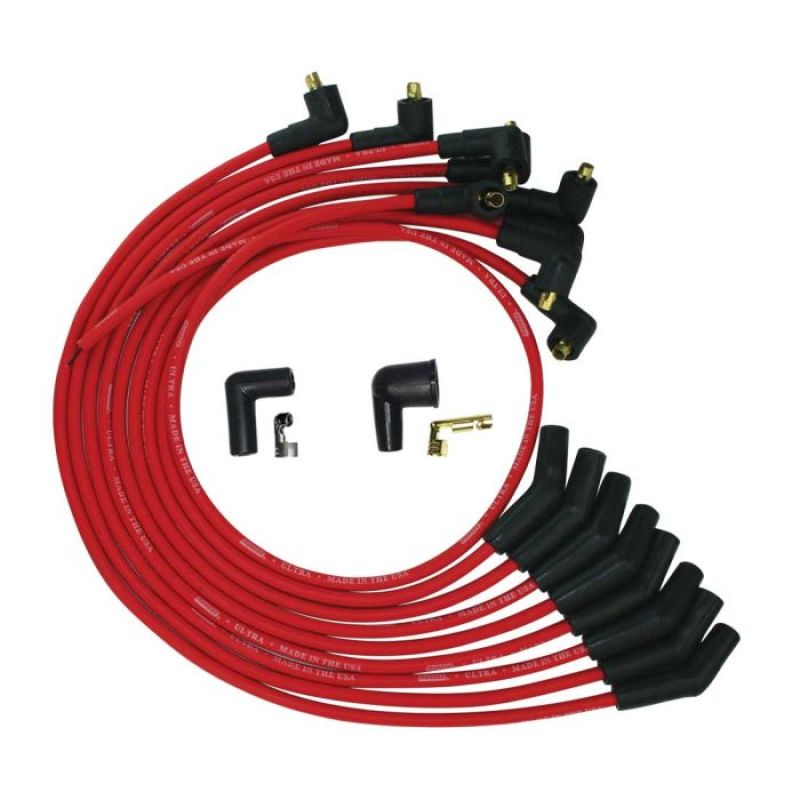 Moroso Ford 260/289/302 135 Deg Spark Plug Boot Non-HEI Ultra Spark Plug Wire Set - Red - 52071